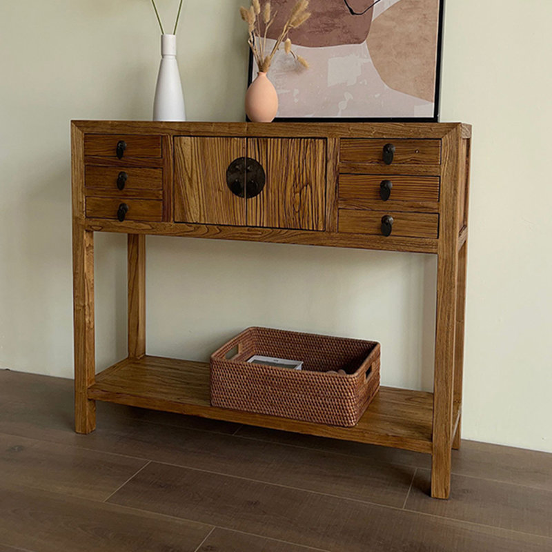 39.37" Natural Colour Rectangular Solid Wood Console Table