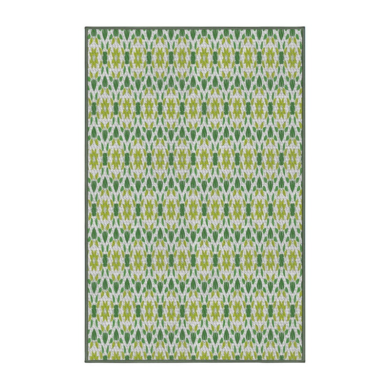 Tapis vert clair/vert foncé tissé à la machine, Rectangle 5 pi x 7 pi