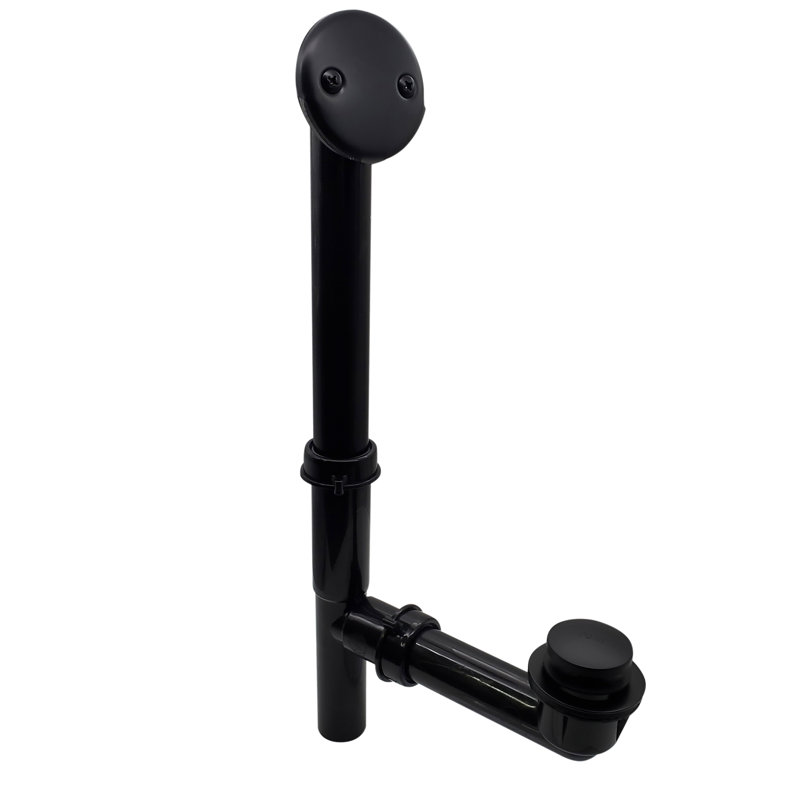 Ensemble de drain de baignoire 14 po en polypropylène noir avec trop-plein à 2 trous, Noir mat