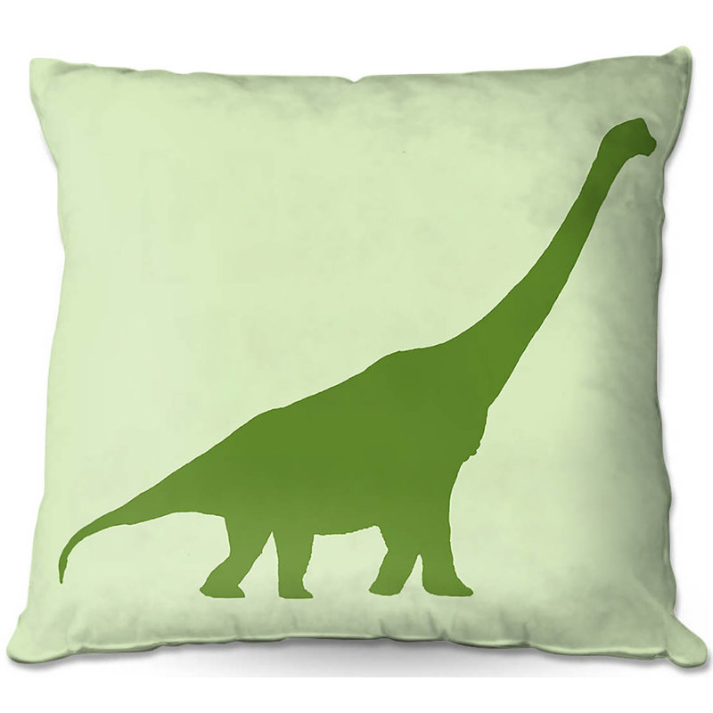 Coussin décoratif en vert canapé dinosaure i, 18 po x 18 po