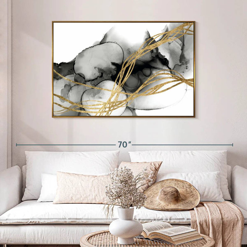 Matrice ondulée II, 46 po x 31 po, Cadre flottant doré