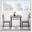 3-Piece Retro Brown Kitchen Dining Set with Sturdy Steel Frame for Compact Spaces