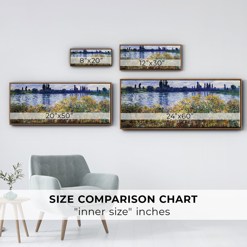 Les bords de seine à Vétheuil par Monet - Toile encadrée