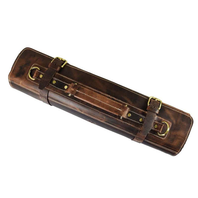 Aaron Leather Goods 13 Slot Knife Bag, Walnut Brown