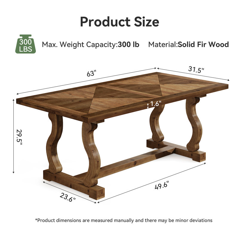 63" Solid Wood Executive Desk, Large Computer Desk with Diamond Parquetry Top and S-Scroll Legs