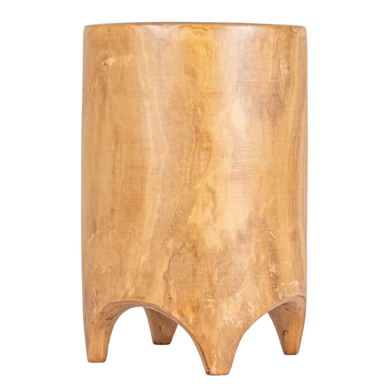 Hand-Carved Wood Side Table, Solid Walnut
