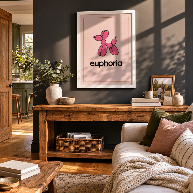 Euphoria Balloon Modern - Framed Print, A1 - 84.1 x 59.4 cm, White