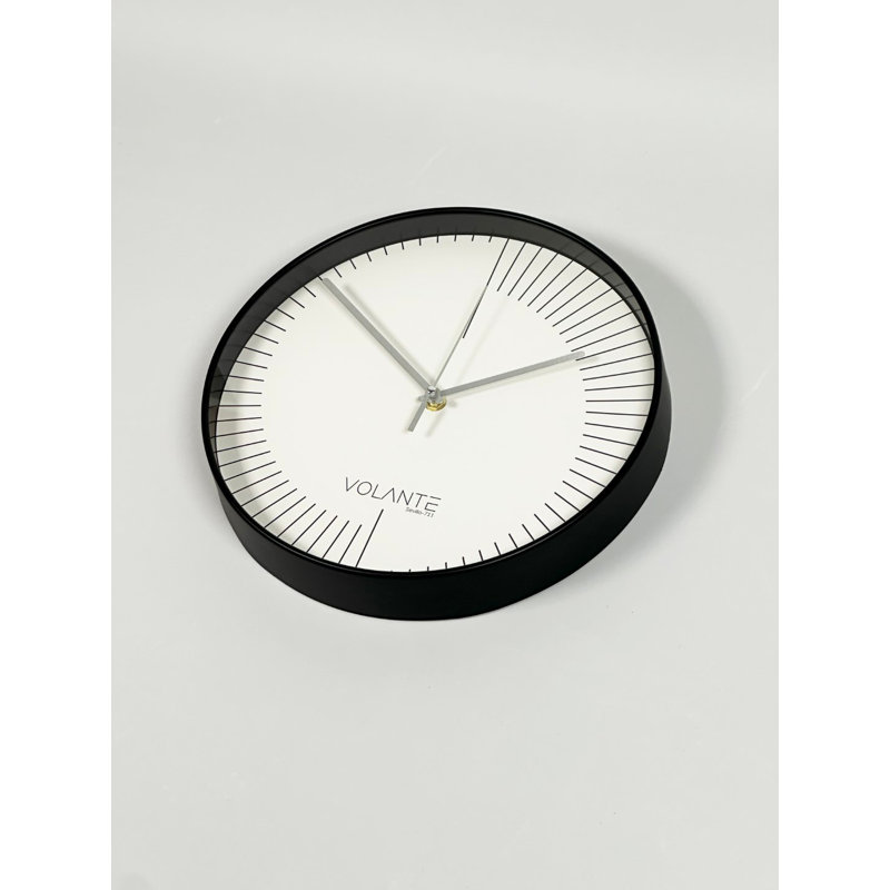 Stylish Decorative Wall Clock, Black & Silver, 11.8 inches Diameter | 100% Plastic, Real Glass Cover, Thickness: 1.8 inches | Perfect for Home, Office & Living Spaces, Elegant Design & Accurate Timekeeping
