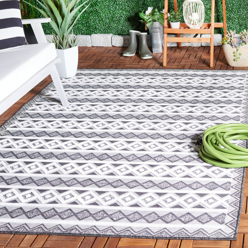 Tapis d'intérieur / extérieur à motif géométrique Kenenth Performance, Rectangle 5 pi 1 po x 7 pi 6 po