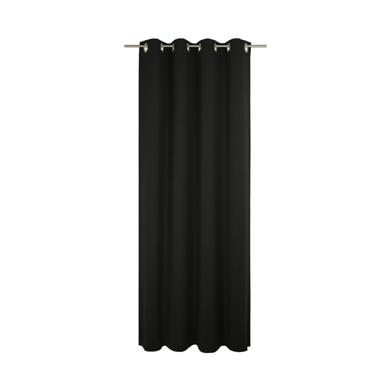 Newbury Room Darkening Eyelet Curtain Panel Panel, 145cm H x 132cm W, Black