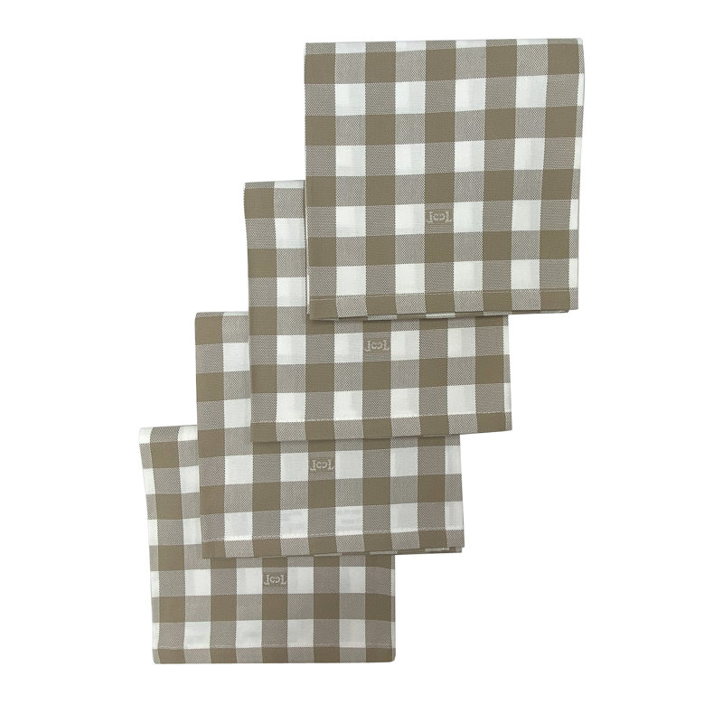 Ghisallo Cotton Buffalo Check Square Napkin, Taupe
