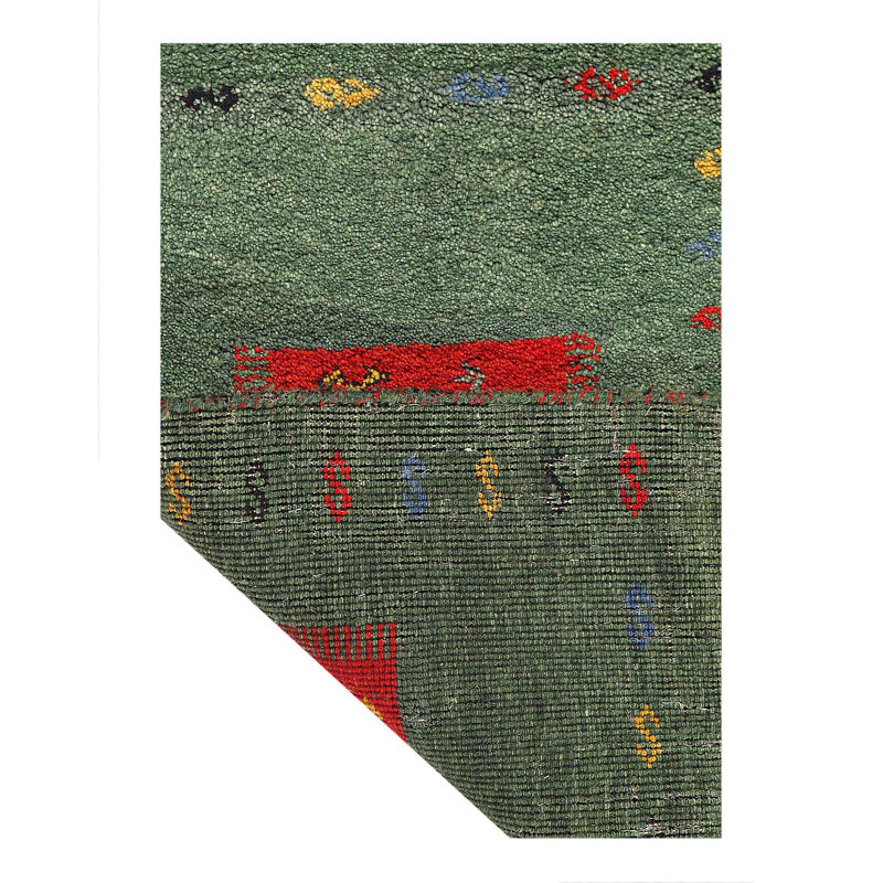 Green Hand Knotted Gabbeh Rug 2'X 3'