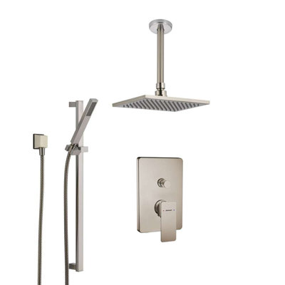 Bravat Ceiling Mounted Square Shower Set with Mixer Valve and Rainfall Function