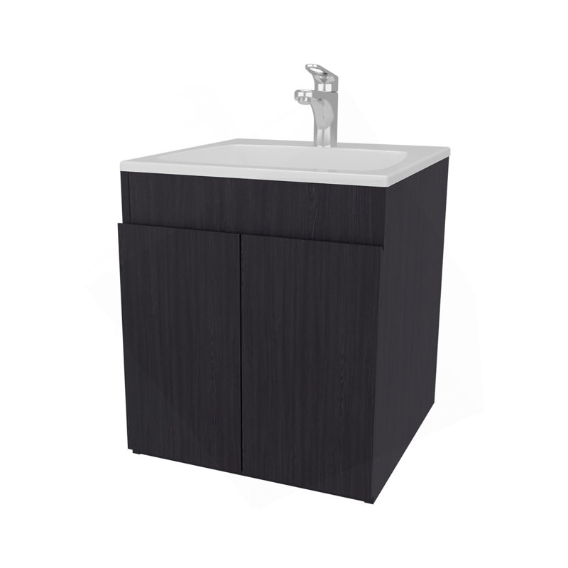 Meuble-lavabo avec deux portes Shoshoni, wengé, Wengé