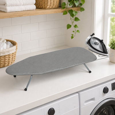 Mini planche à repasser grise de 31 pouces, tapis de repassage en métal pliable avec repose-fer