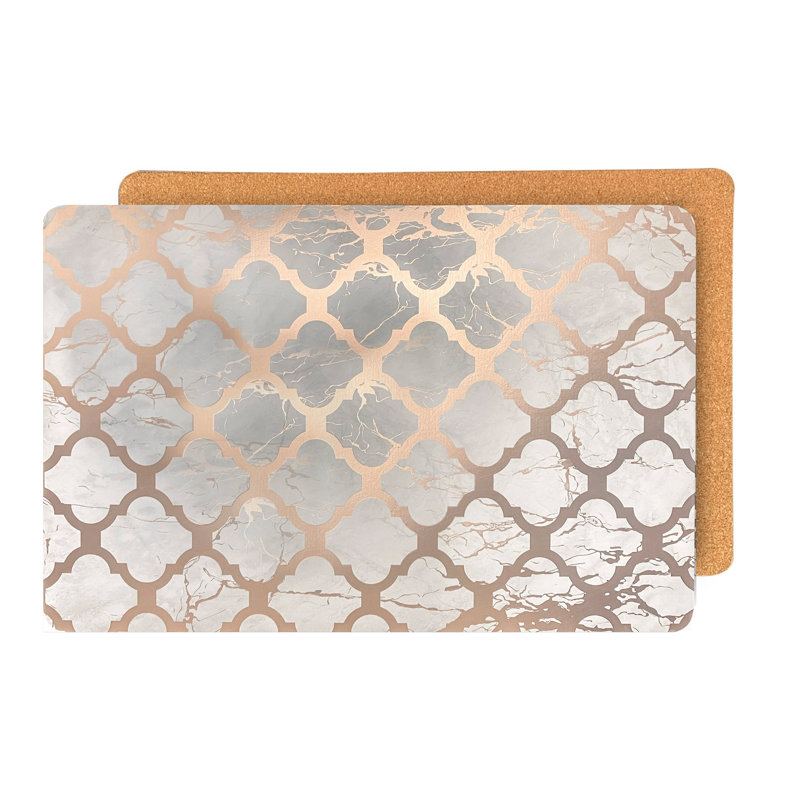 Tapis de table de salle à manger Placemats, Blanc/Or rose, L 18 po x L 12 po