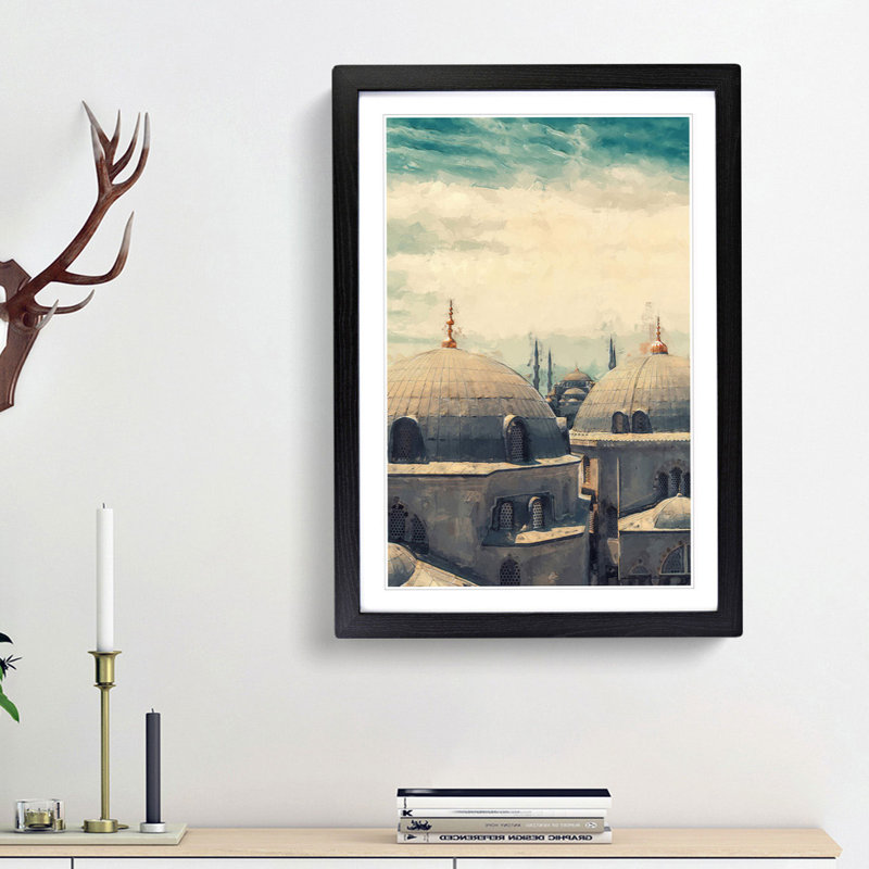Hagia Sophia in Istanbul in Abstract - Picture Frame Graphic Art Print, 36cm H x 27cm W x 2cm D, Black Framed