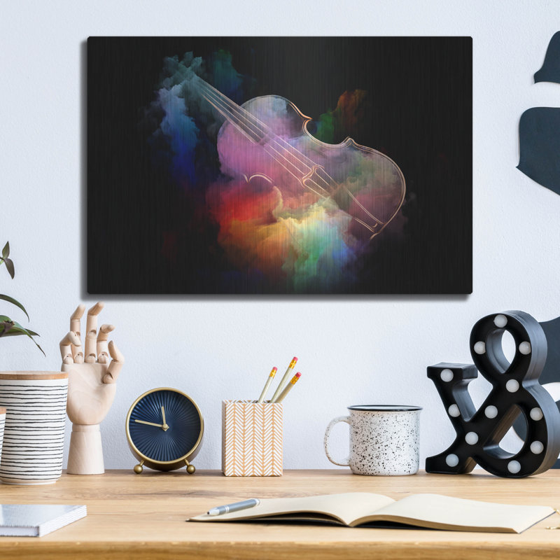«Violin Thunder», art mural en métal, H 12 po x l 16 po