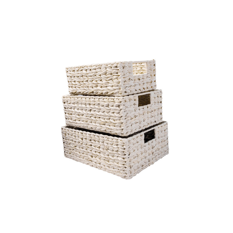 Bayou Breeze Wicker Decorative Basket, Beige White