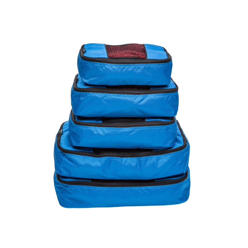 Luggage Packing Organization Cubes 5 Pack, Blue, 2 Small, 2 Medium, 1 Large