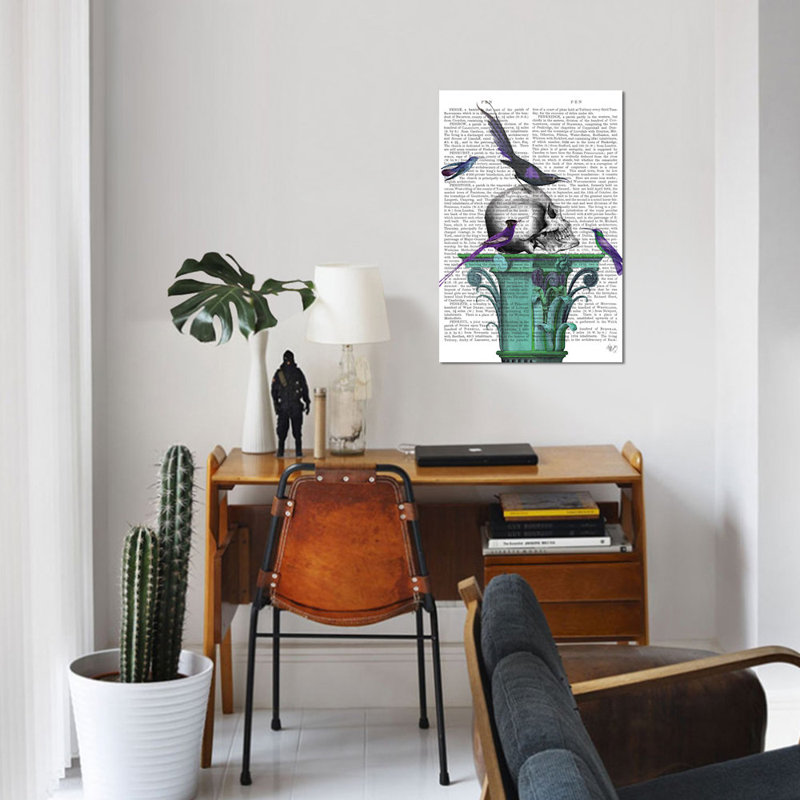 « crâne on plinthe i », impression sur toile, H 12 po x l 8 po x P 0,75 po, Pas de tapis, Toile tendue