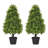 Artificial Topiary Boxwood Tree, Faux Shrub in Black Plastic Pot-585521581-565058097