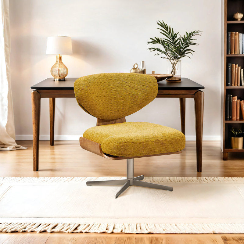 Nohl Swivel Home Office Desk Chair with Bentwood Back and seat, Green