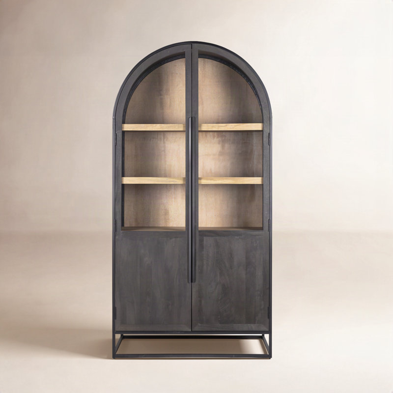 Clementine 80" Dining Cabinet, Black/Natural