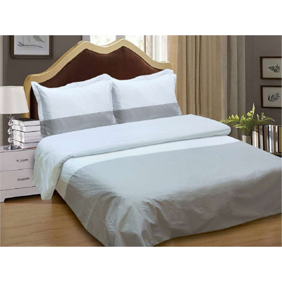 French Hotel Border Pattern Cotton Blend Percale Duvet Cover