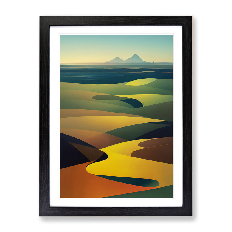XV1022-363X Abstract Mountain Landscapes No.6 - Print, Black Framed, 66cm H x 48cm W, White