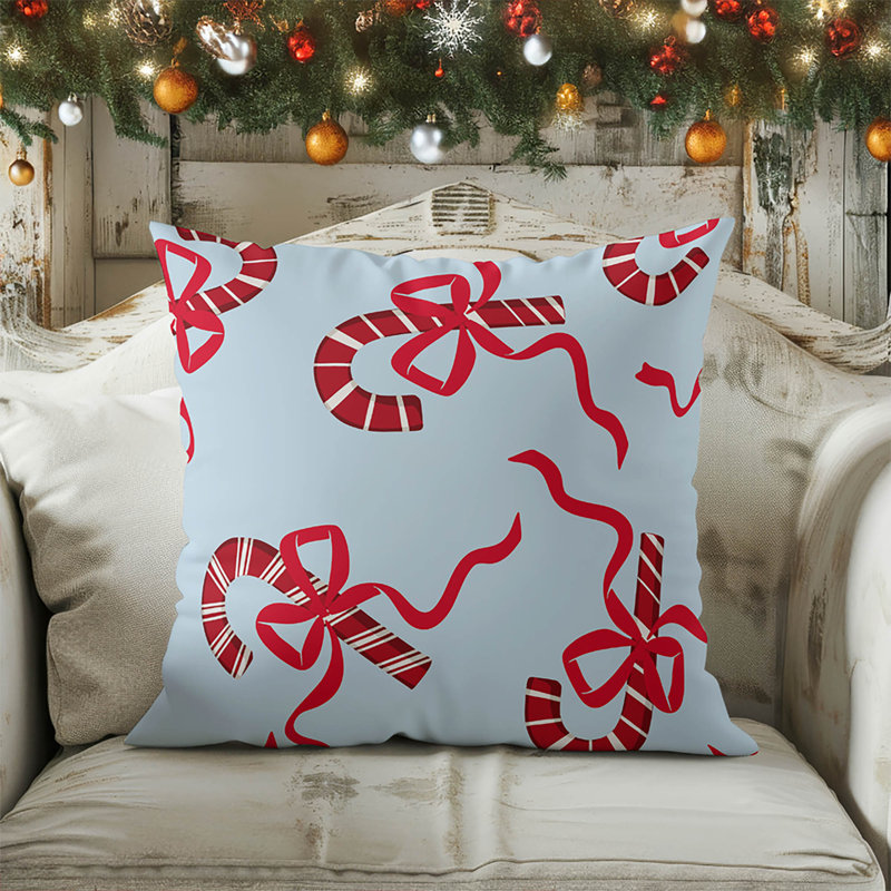 Coussin décoratif Candycanes & Bows, Argent argent, H 20 po x l 20 po