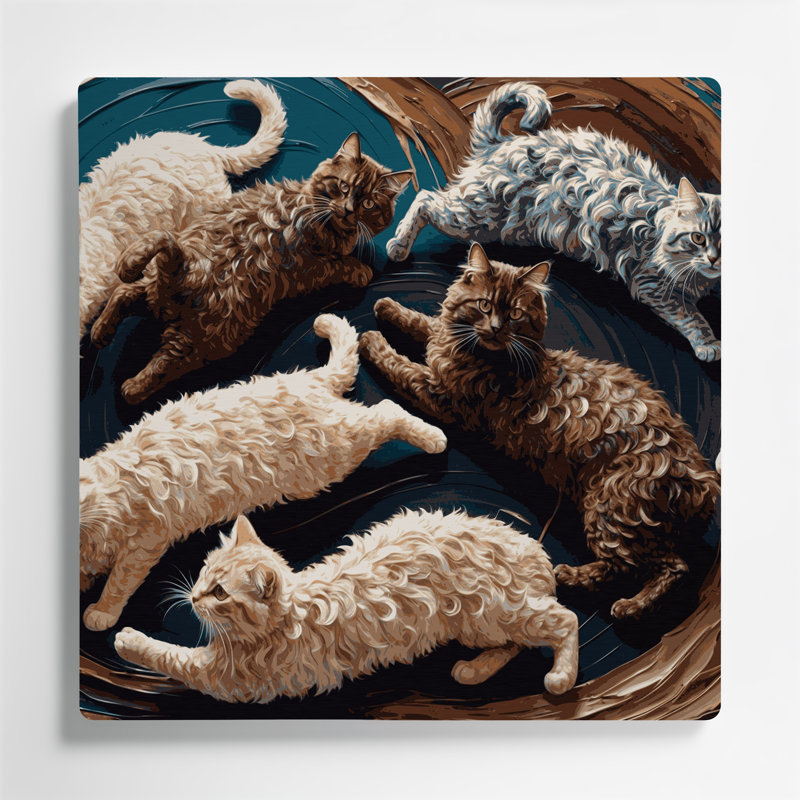 Art mural en métal «Cats LaPerm» mauve, H 144 po x l 144 po x P 0,05 po