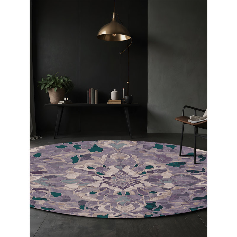 Machine Washable Pink Area Rug, Round 7'