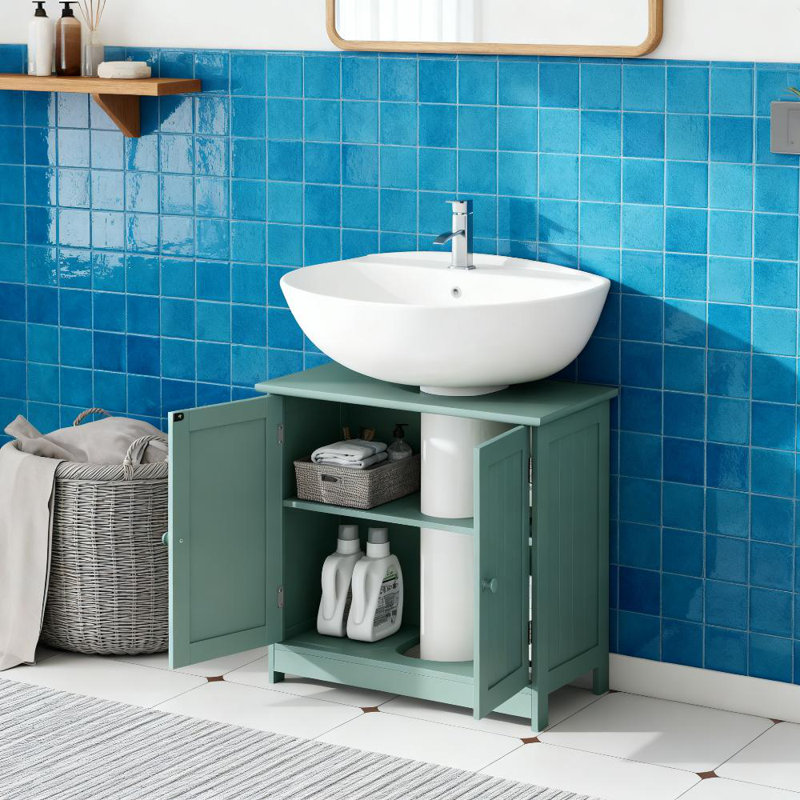 Bathroom Vanity Cabinet, Under Sink Bathroom Cabinet With 2 Doors And Adjustable Shelf  (Without Bathroom Basin), Dark Green