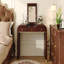 Meuble-lavabo classique en bois avec miroir rabattable, coiffeuse 3 en 1 avec 2 tiroirs et espace de rangement pour la chambre à coucher, espresso-739258590