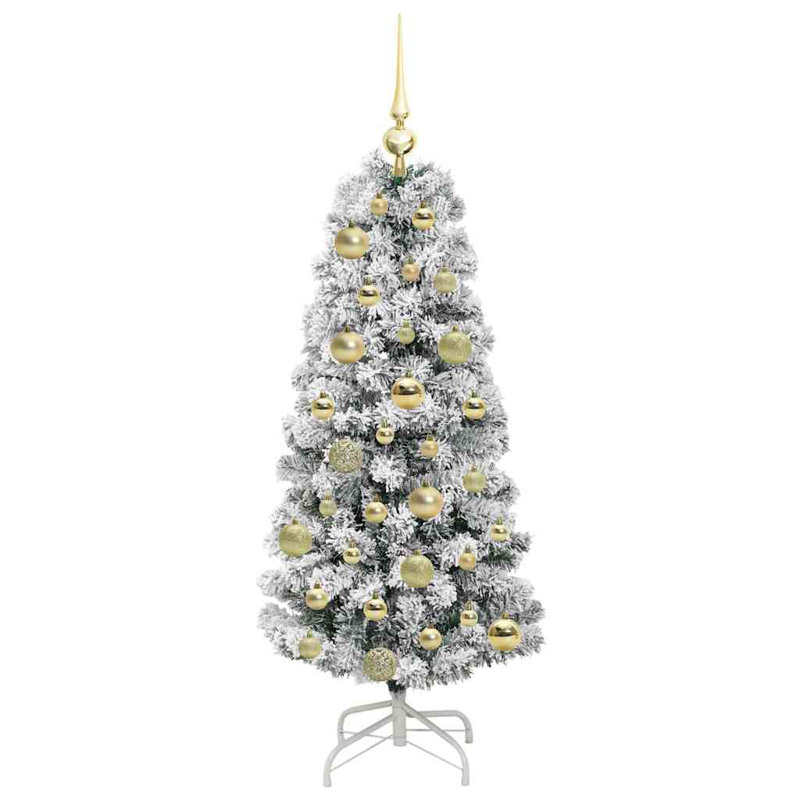Artificial Hinged Christmas Tree Green and white, 3.94 ft