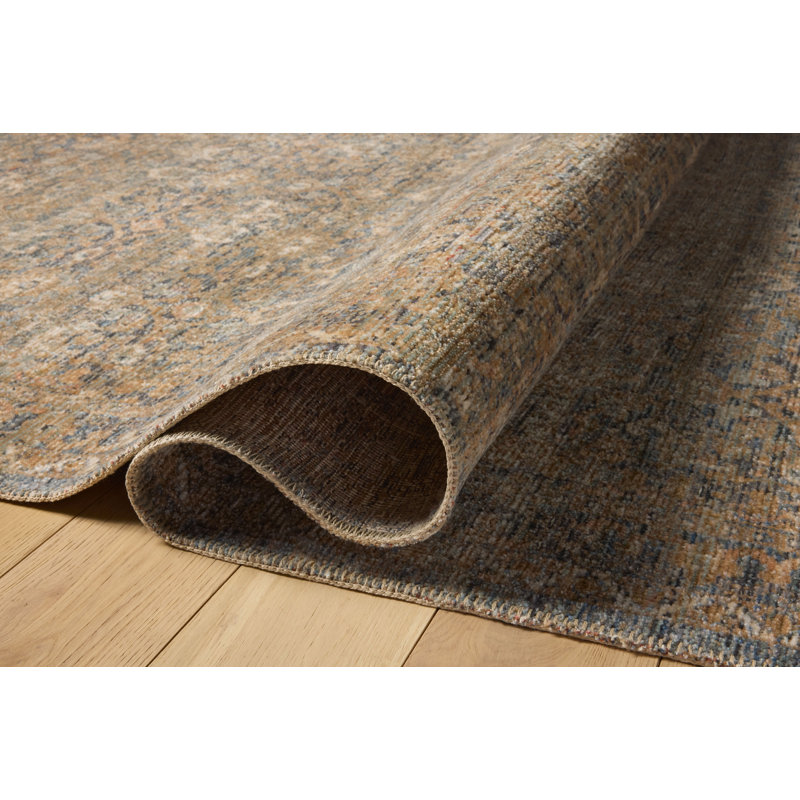 Amber Lewis x Loloi Molly Denim / Gold Area Rug, Rectangle 3' x 5'