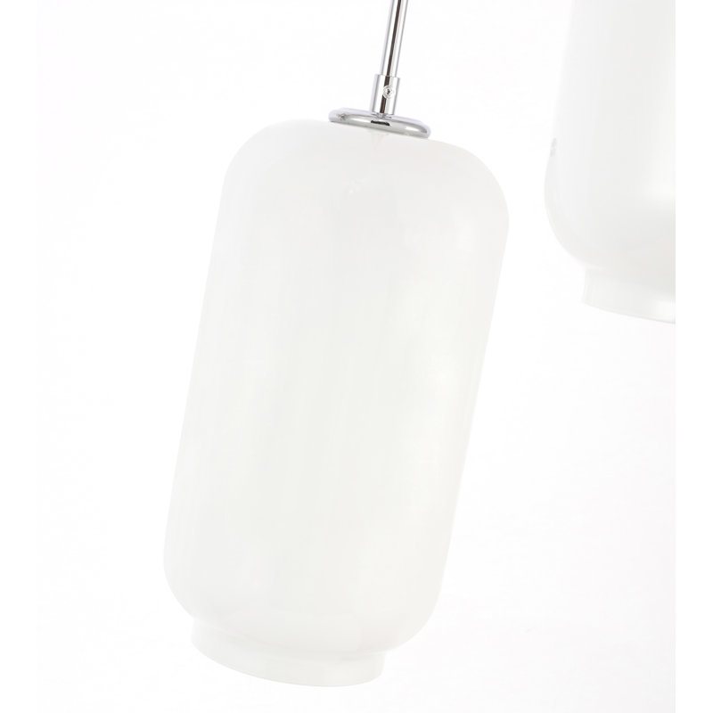 Drinkard 3 - Light Kitchen Island Pendant, Frosted White, 9.2" H x 17.5" W x 17.5" D, Chrome