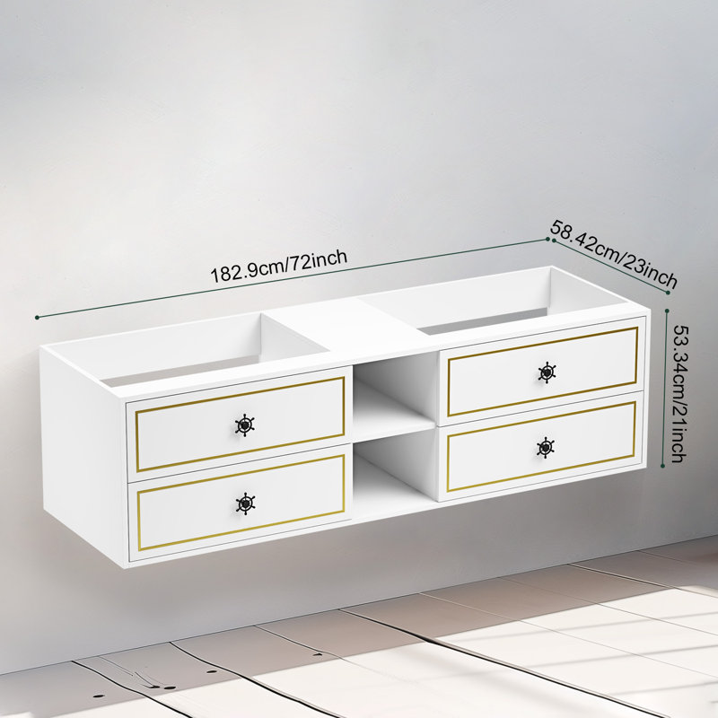 Support mural pour meuble-lavabo double - base seulement (plateau non inclus)