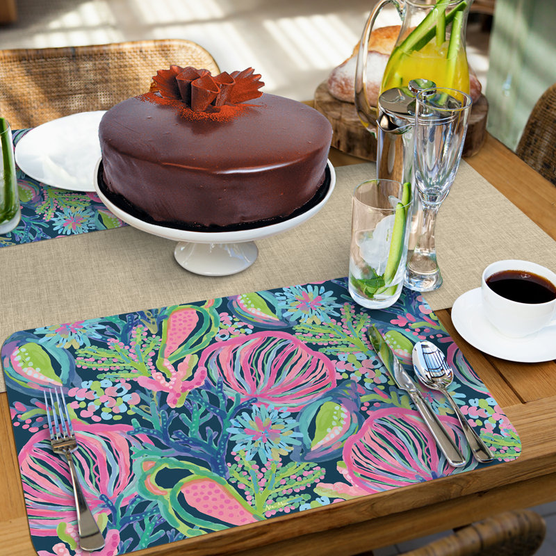 Ensemble de 4 napperons réversibles Vibrant Sealife