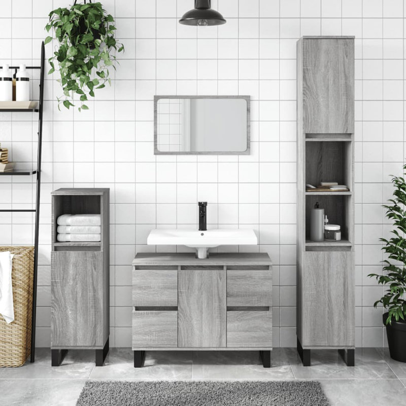 Marelis Bathroom Cabinet 80x33x60 cm Engineered Wood, Grey Sonoma