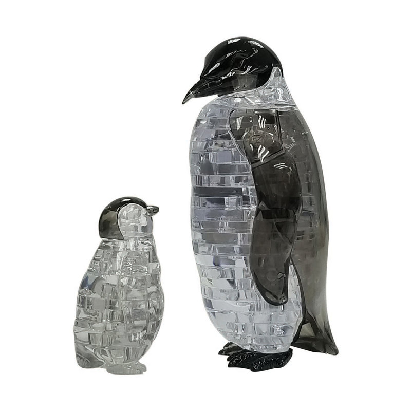 Pingouin et bébé en cristal 3D