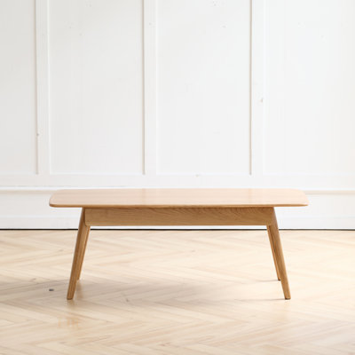Solid Wood Coffee Table With Storage, Easy Assembly, Natural Oak Finish For Home And Office Use