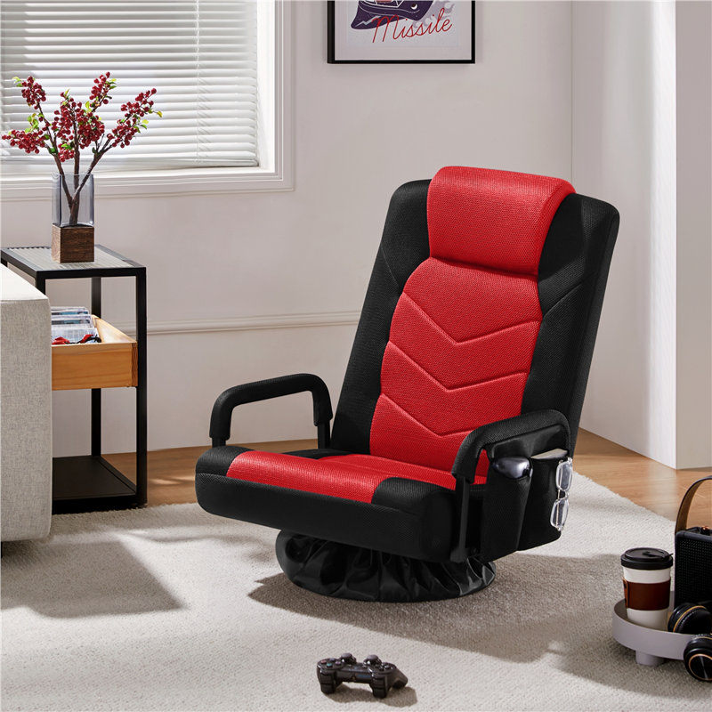 Swivel & Folding Floor Gaming Chair, Red/Black