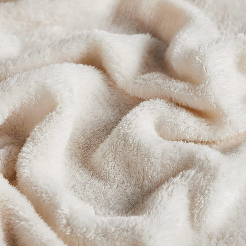 Gonzalez Plain Weave / Muslin Throw Blanket, Cream/Silver