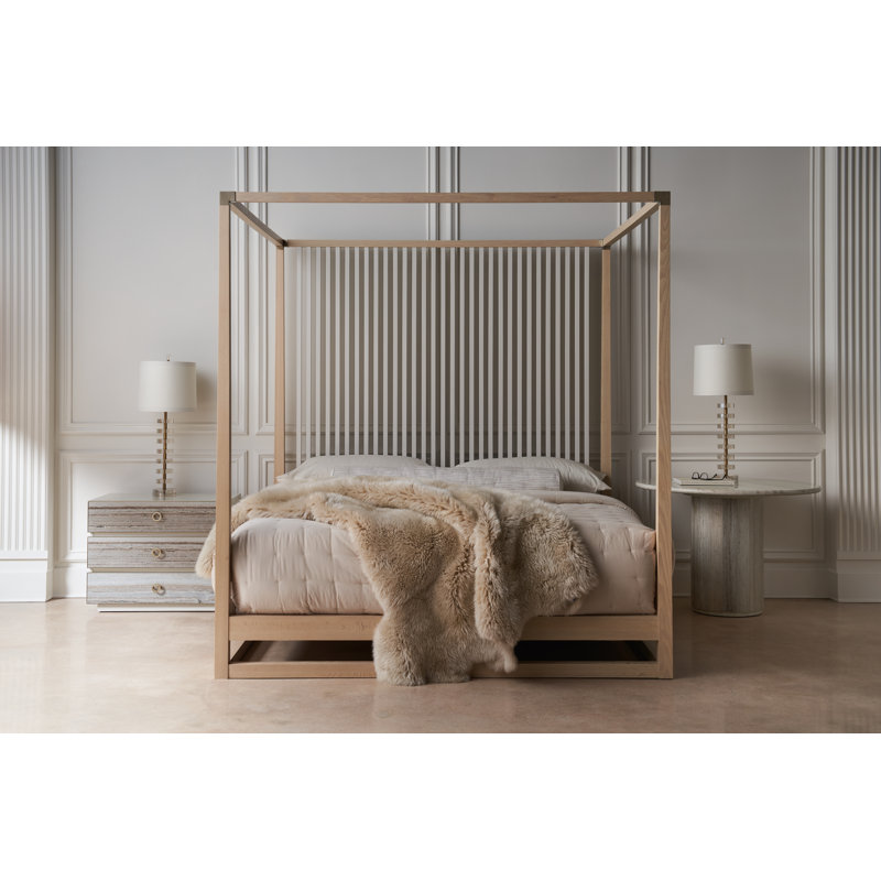 Pinstripe Solid Wood Canopy Bed, King