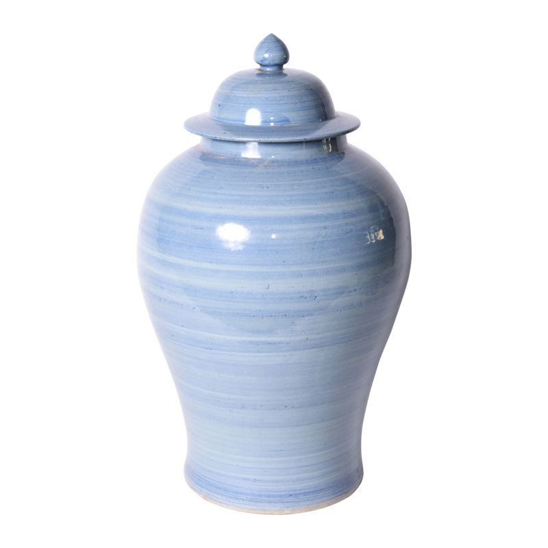 Pot de temple gris fer de 23 pouces de hauteur, en porcelaine moyenne, H 22,5 po x l 12,5 po x P 12,5 po, Bleu lac