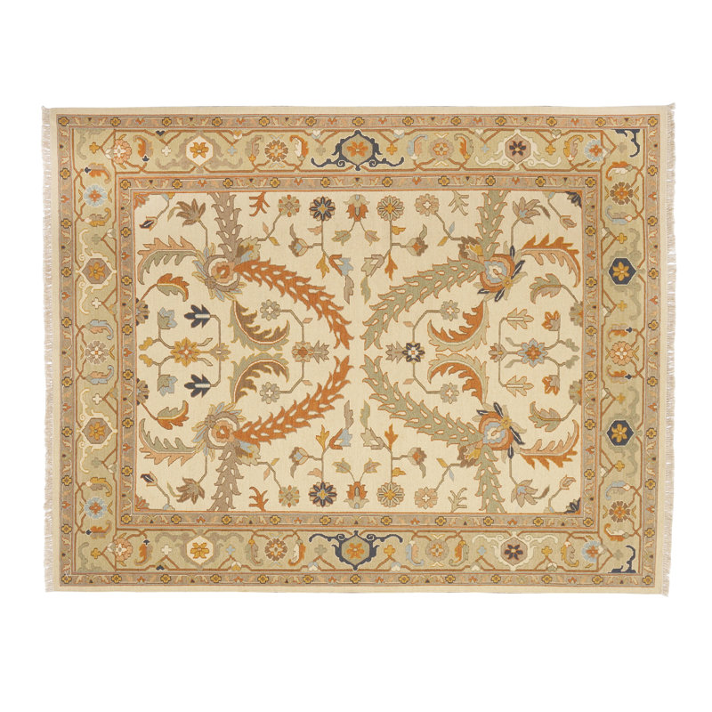 Wool Oriental Area Rug in Ivory