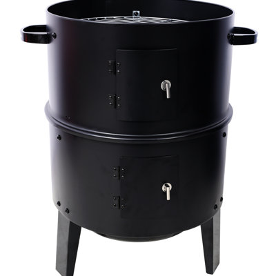 Outdoor 16 Inch Charcoal Smoker - Portable Grill For Garden. 31: Smoker, Grill, Fire Pit. Spacious Cooking Area With Thermometer. Non-Slip Grip. Steel Backyard. Cook Grates. Easy Assembly. Black