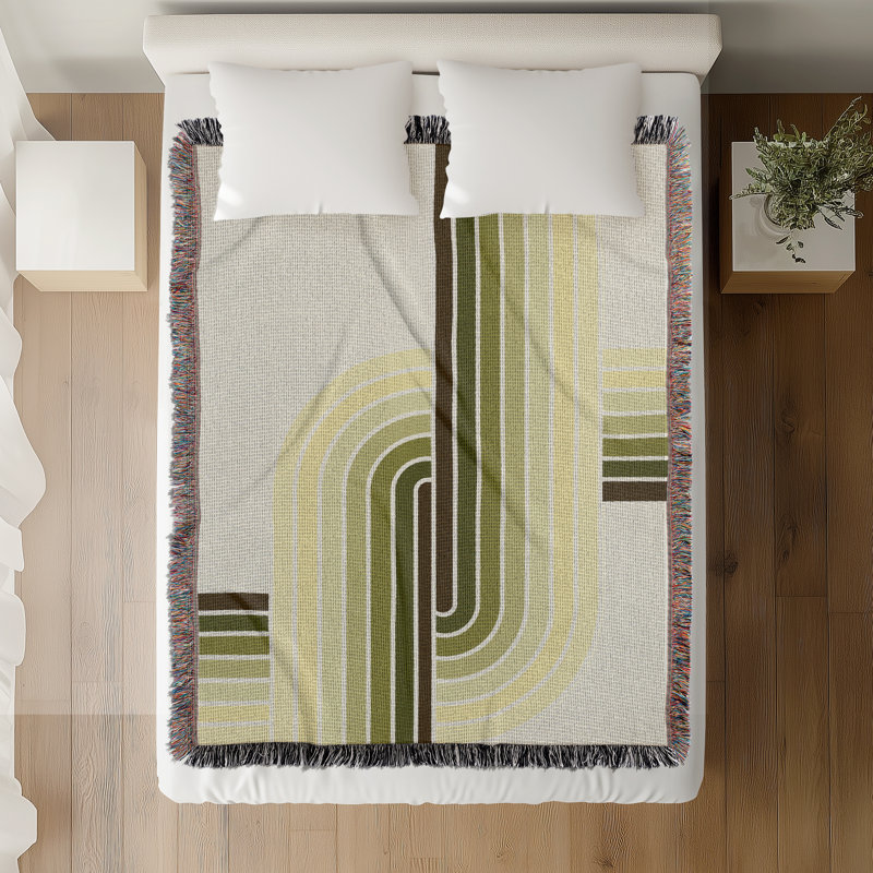 Jeté en mélange de coton Merna, L 60 po x l 60 po, Chartreuse